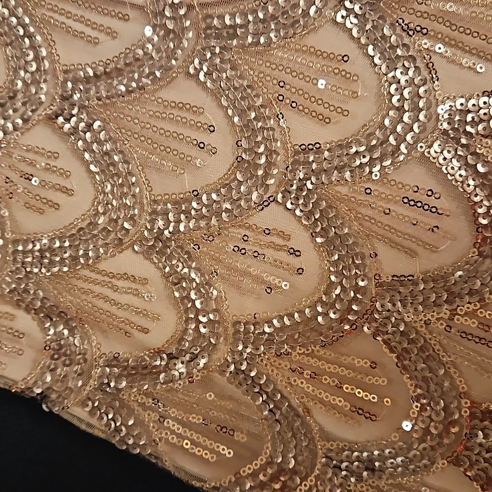 Morgan & Co. rose gold sequin scallop pattern lined sz. 3/4 sleeveless - Picture 13 of 14